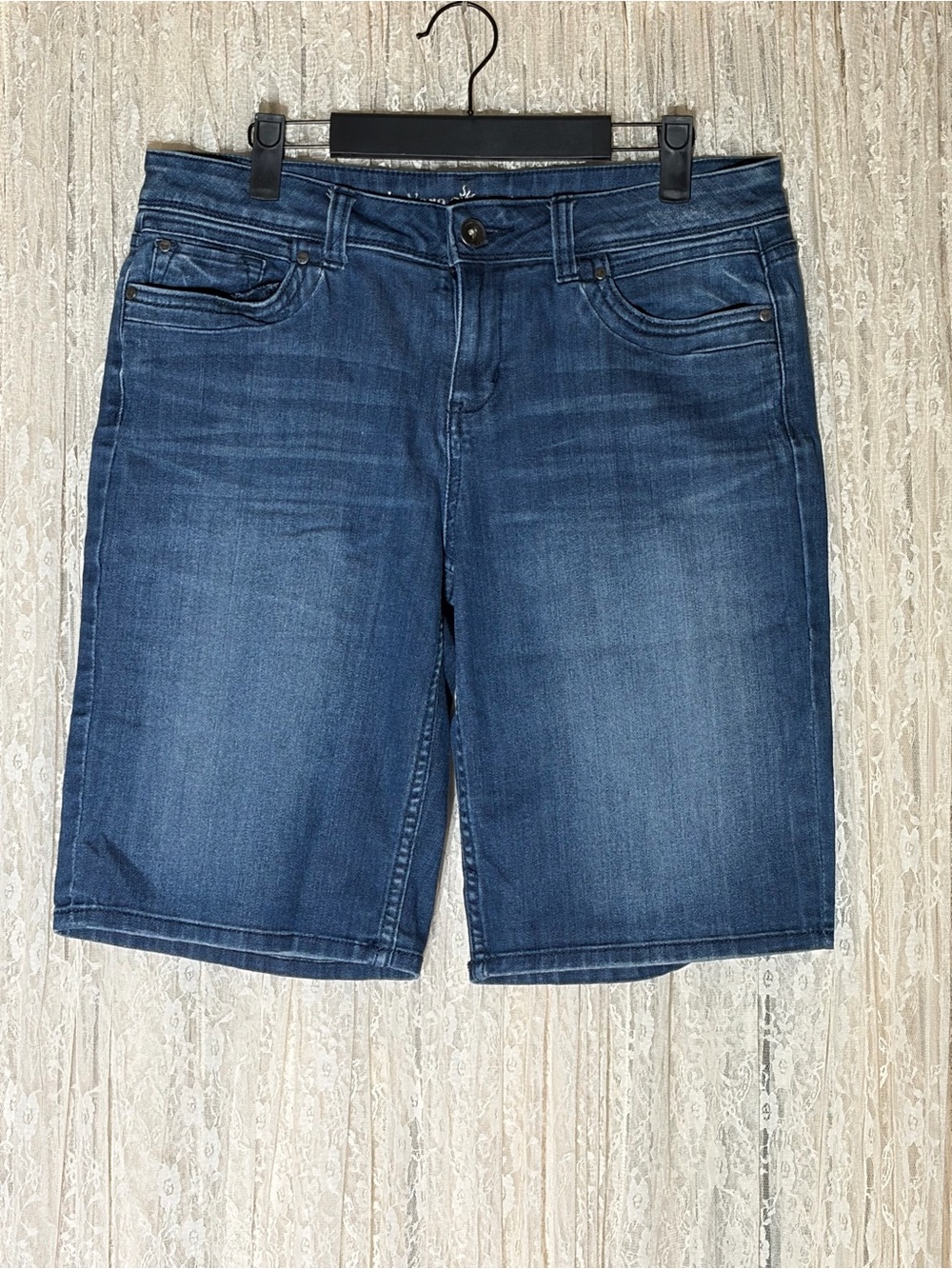 Vera Wang Dark Blue Denim Bermuda Shorts